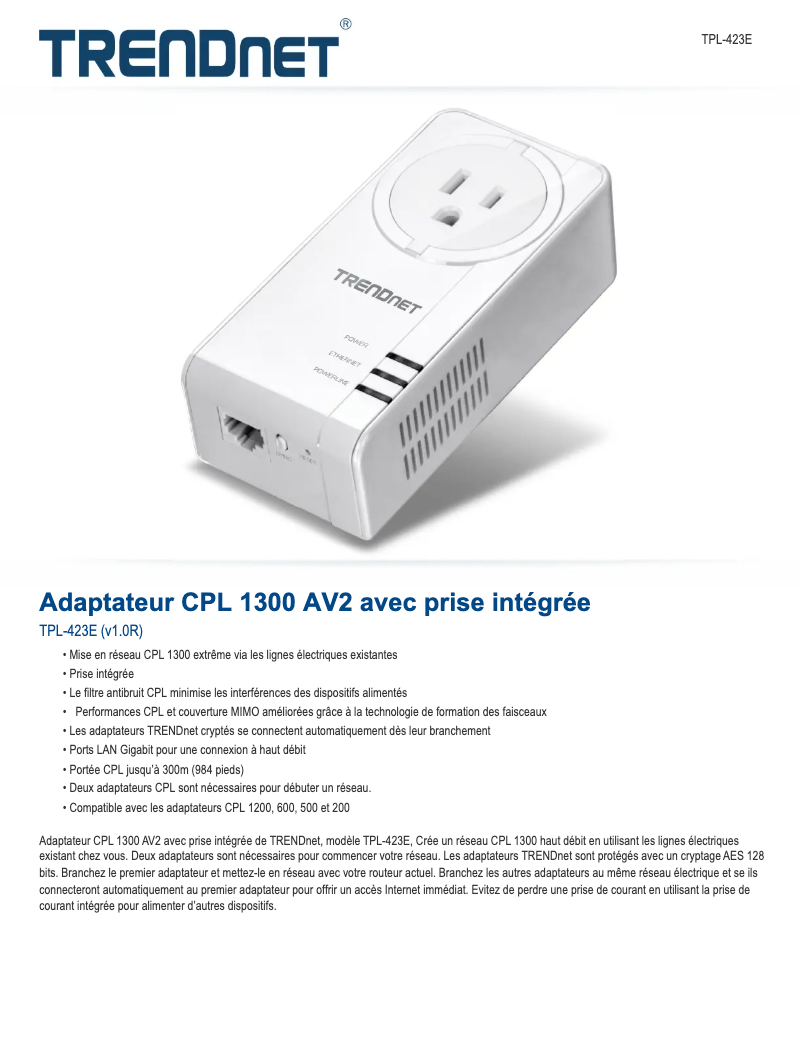 First page image of the manual for TPL-423E