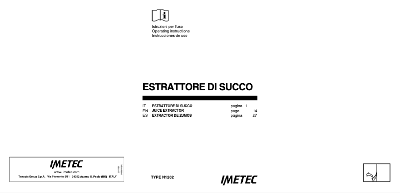 Page 1 of the manual User Manual Imetec SJ 1000