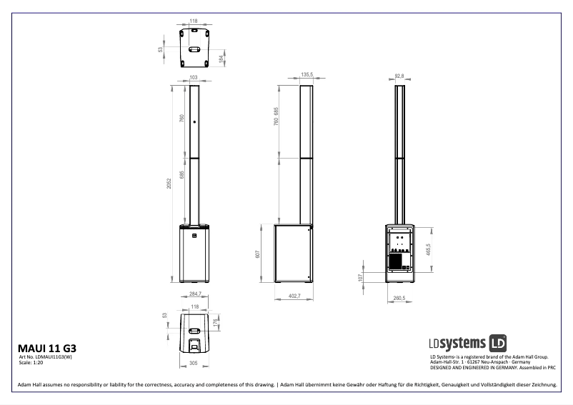Page 1 of the manual Technical Sheet LD Systems MAUI 11 G3