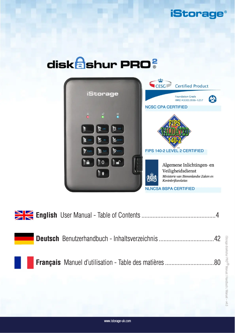 First page image of the manual for diskAshur PRO2