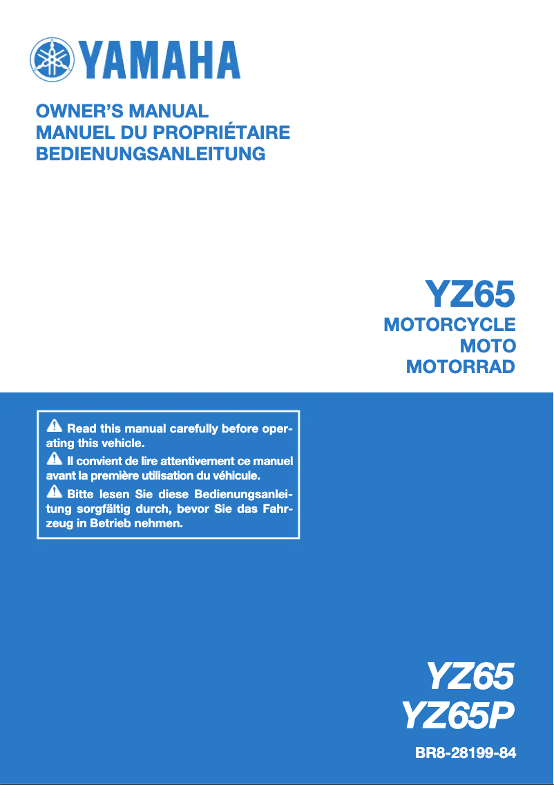 First page image of the manual for YZ65 (2023)