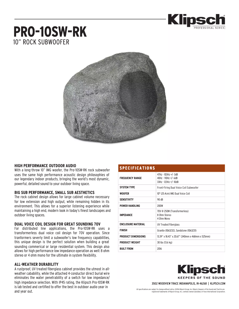 First page image of the manual for PRO-10SW-RK