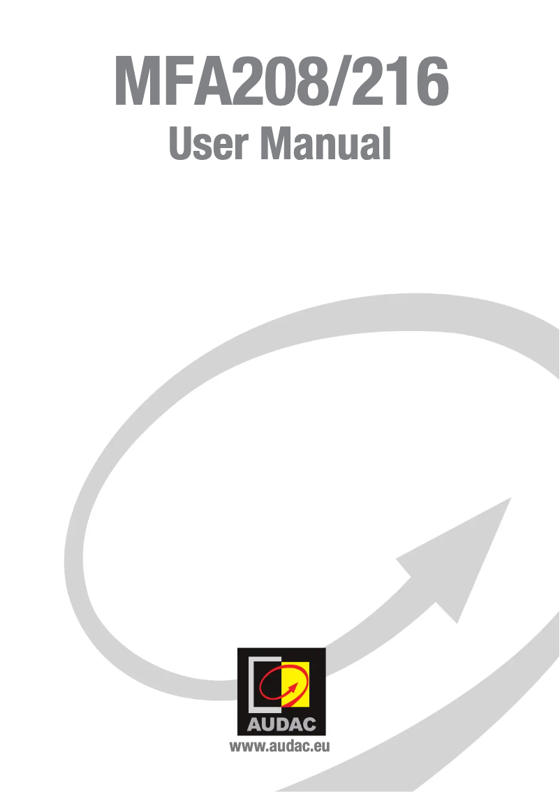 Page 1 of the manual User Manual Audac MFA216