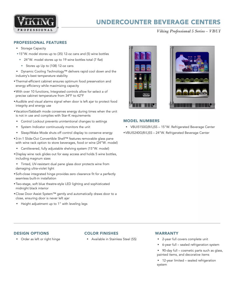 First page image of the manual for VBUI5150GRSS