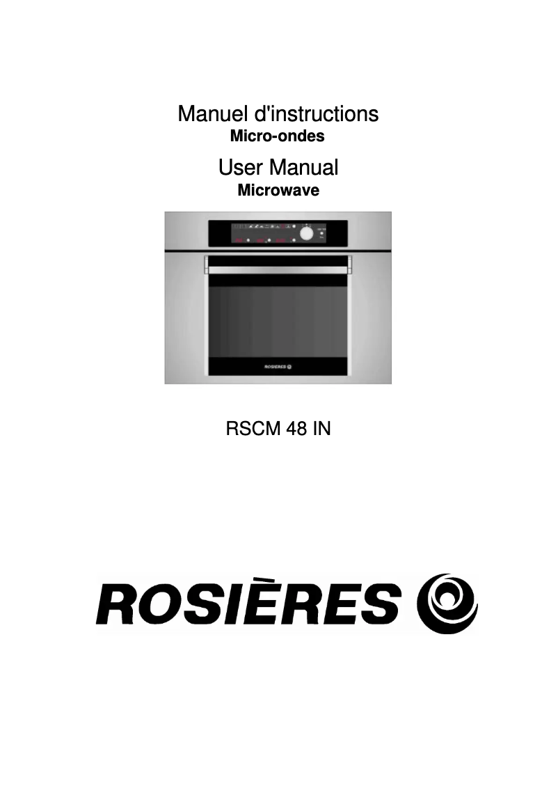 Page 1 of the manual User Manual Rosieres RSCM 48IN