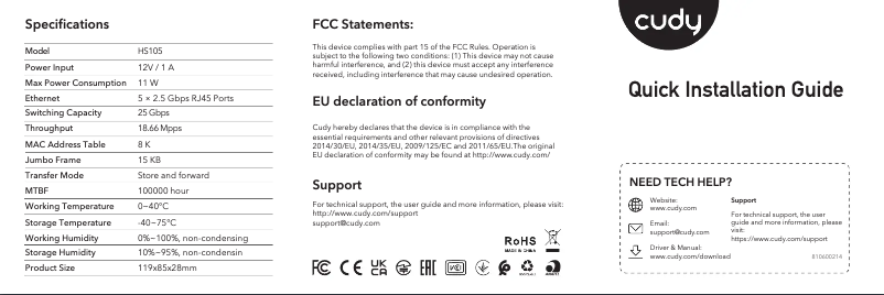 Image de la première page du manuel de l'appareil HS105