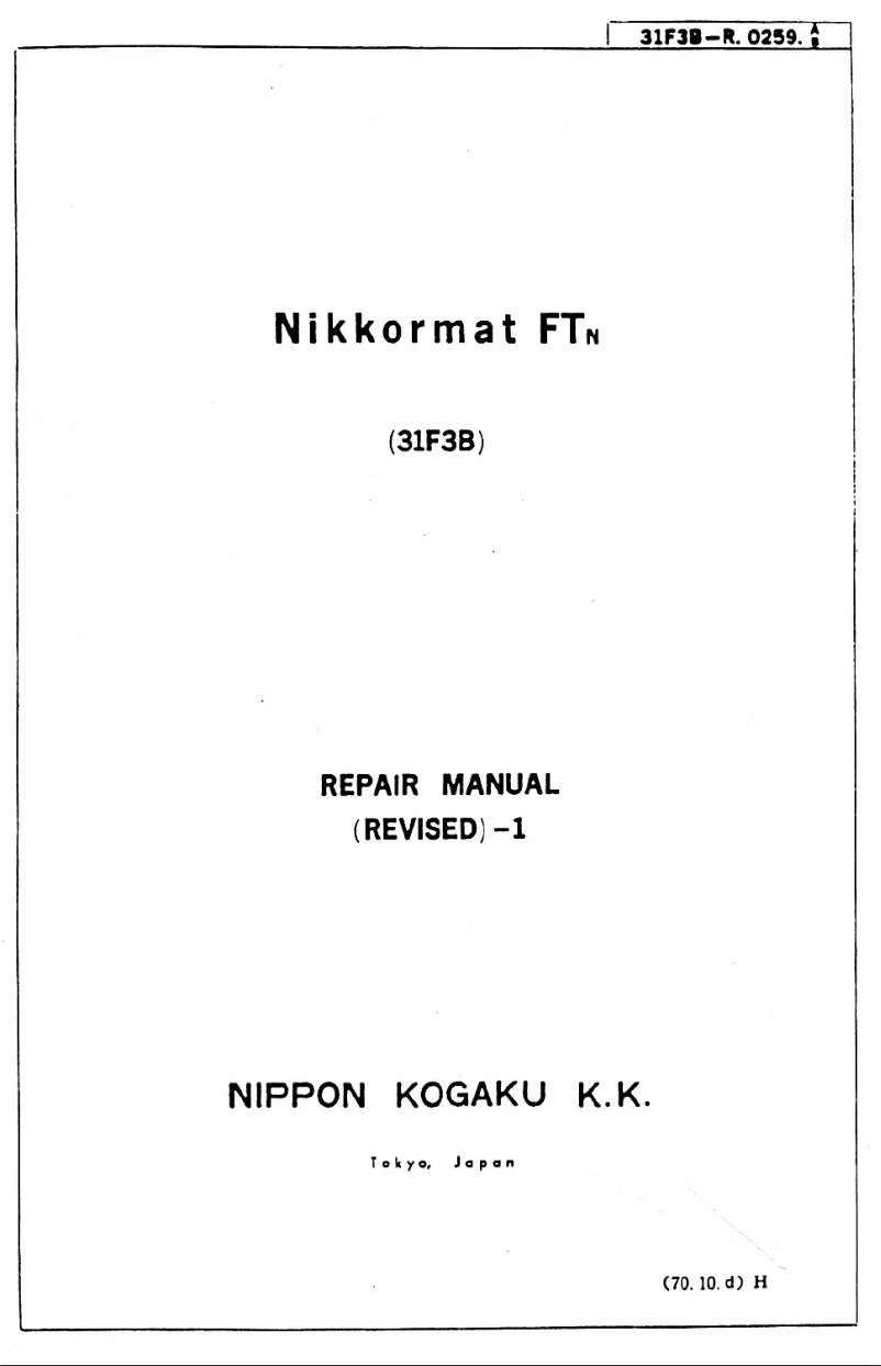 Page 1 of the manual User Manual Nikon Nikkormat FTN