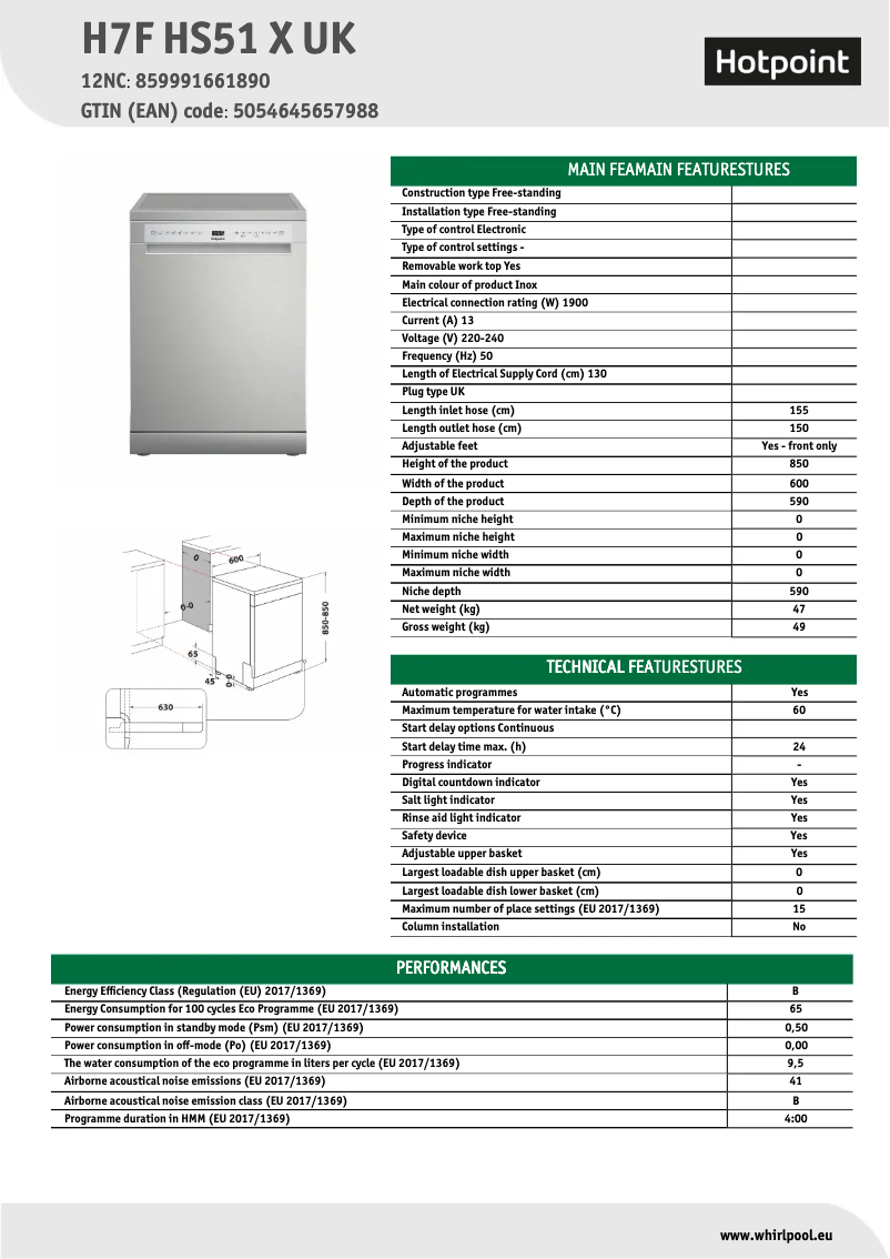 First page image of the manual for H7F HS51 X UK