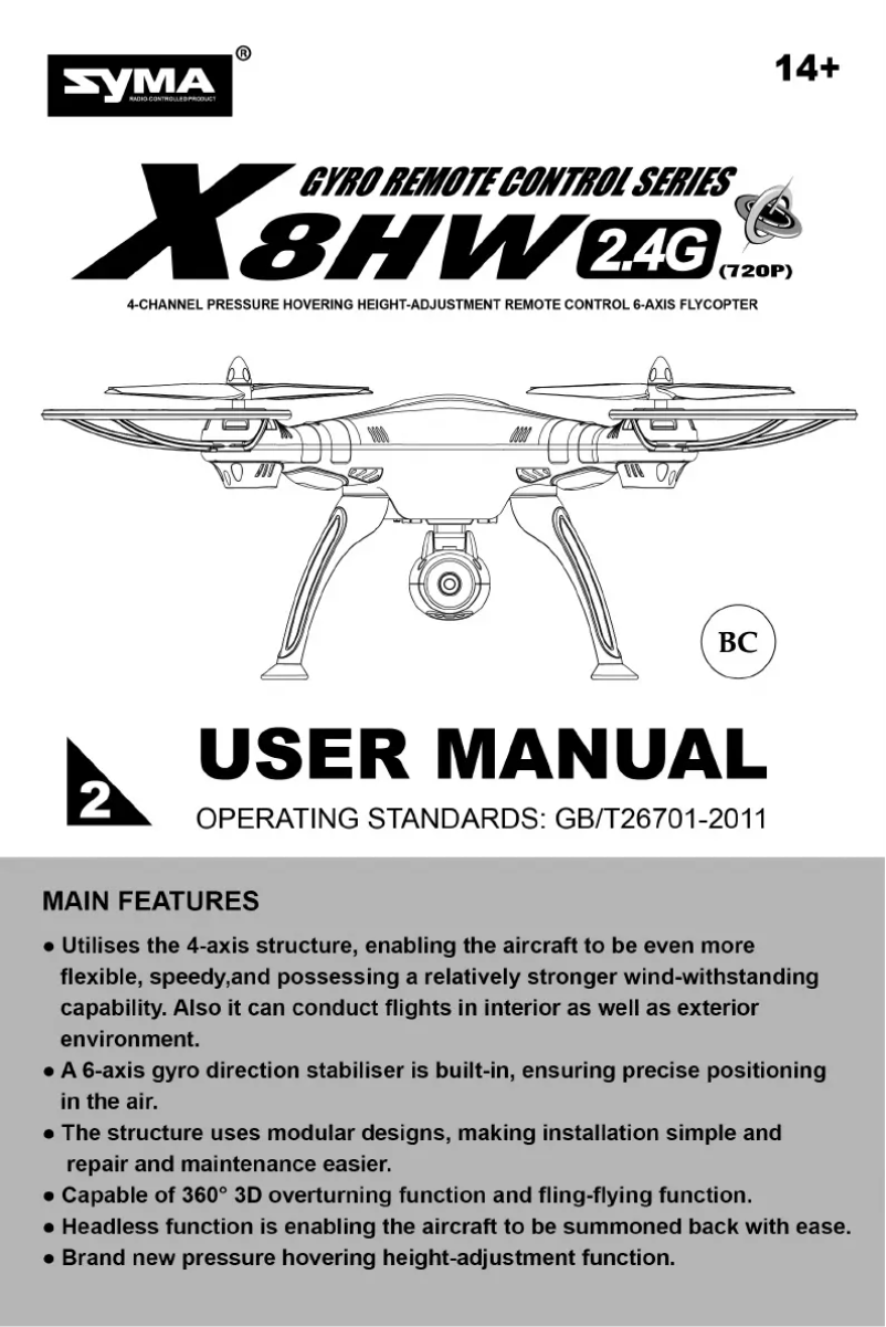 Page 1 of the manual User Manual Syma X8HW