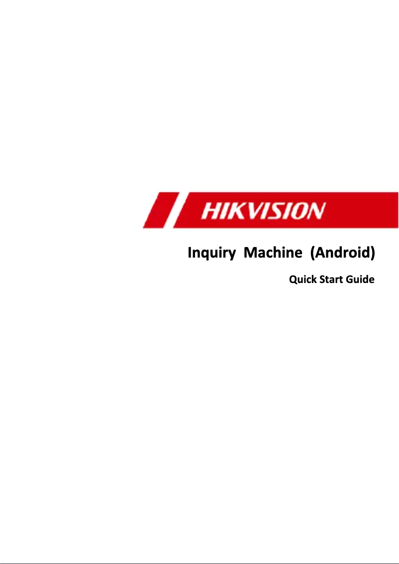 Page 1 of the manual Quick Start Guide Hikvision DS-TPW332-C