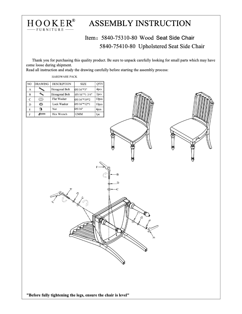Page 1 of the manual User Manual Hooker 5840-75410-80