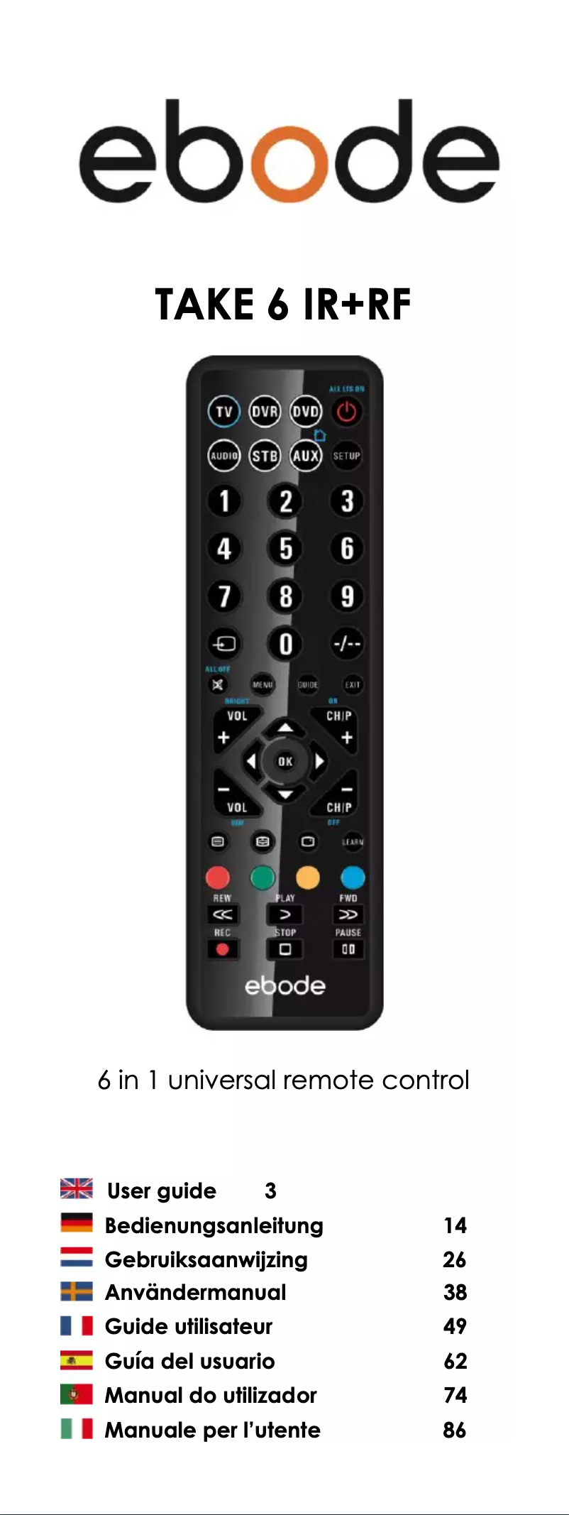 Page 1 of the manual User Manual ebode TAKE 6 IR/RF