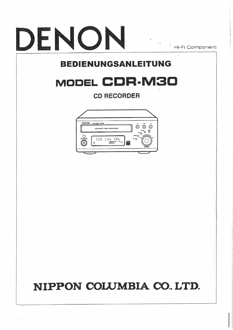 Page 1 of the manual User Manual Denon CDR-M30
