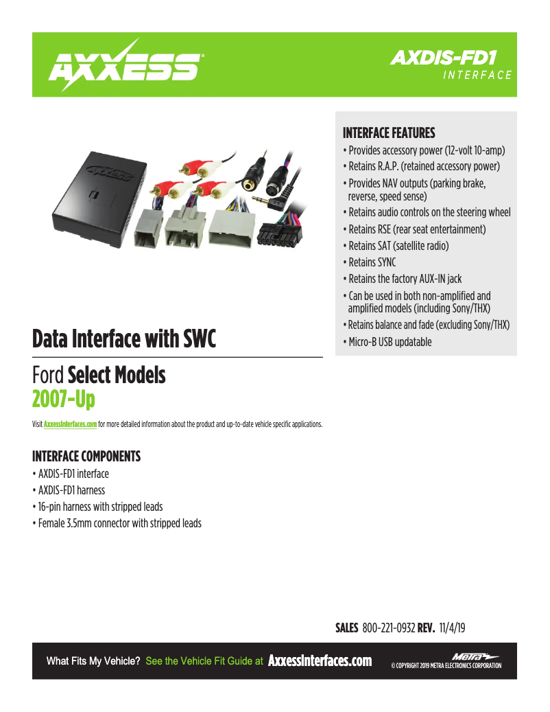 First page image of the manual for AXDIS-FD1