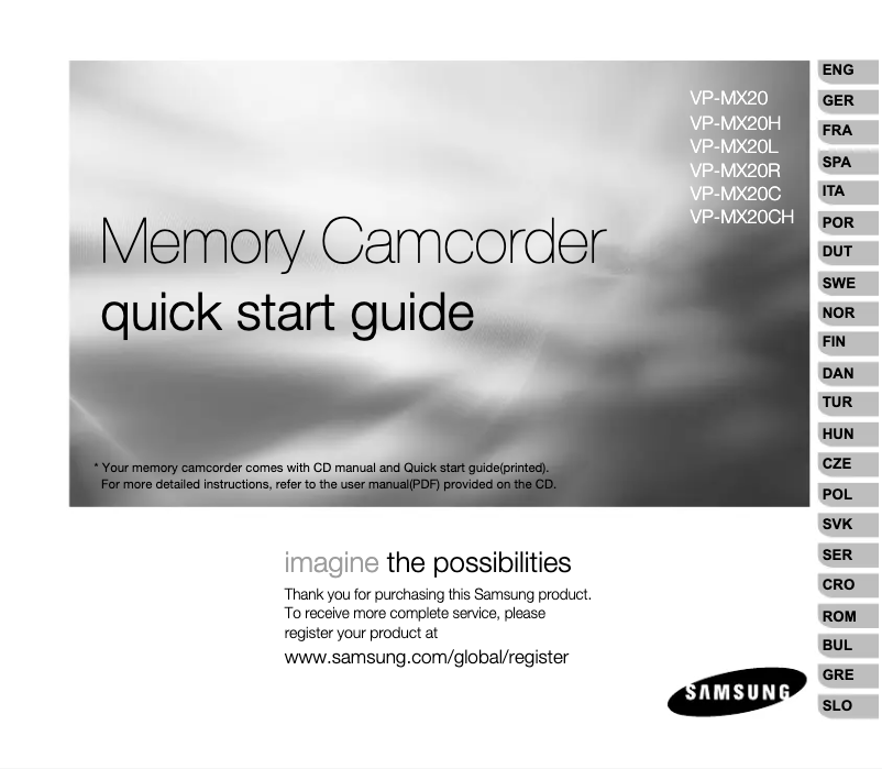 First page image of the manual for VP-MX20