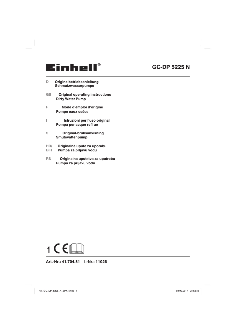 Page 1 of the manual User Manual Einhell GC-DP 5225 N