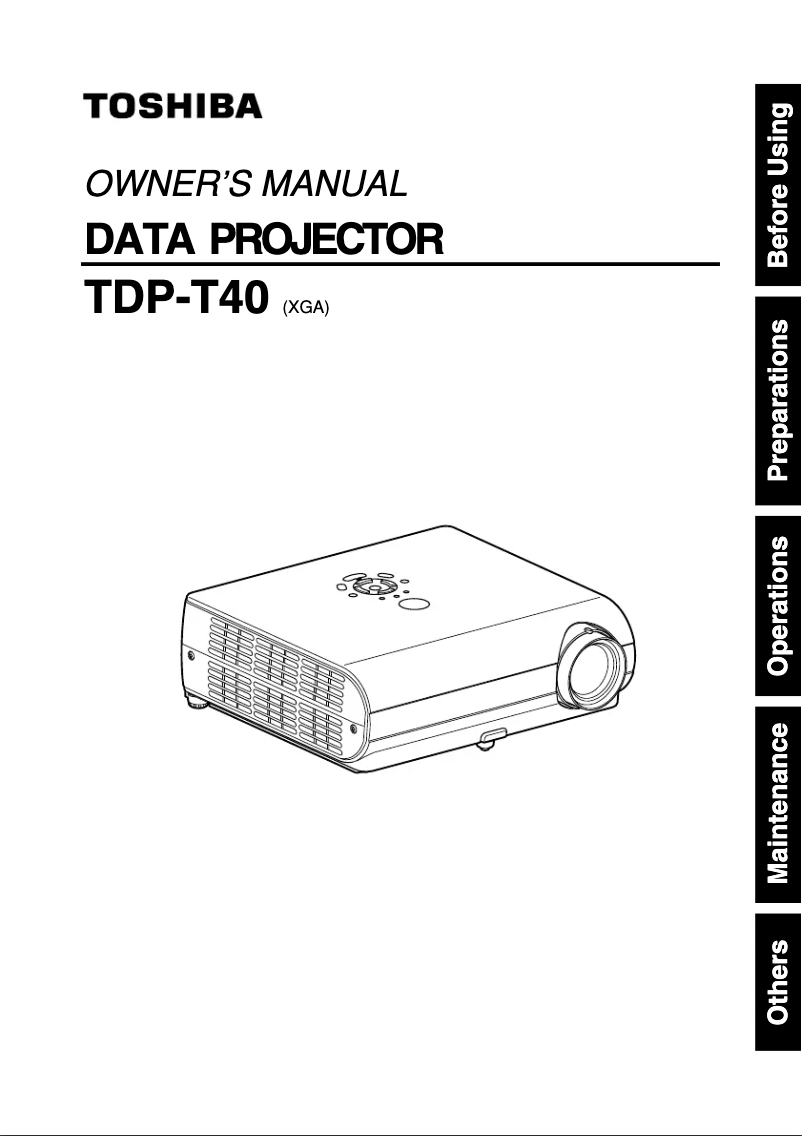 Page 1 of the manual User Manual Toshiba TDP-T40