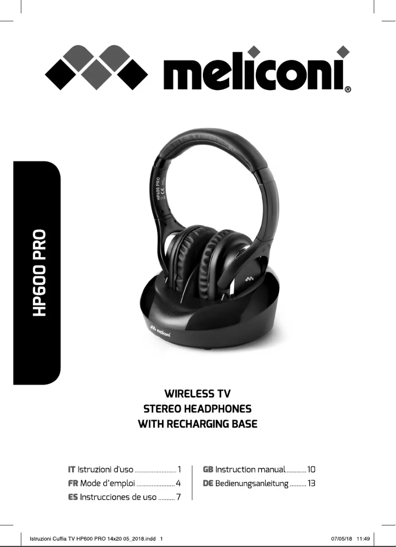 First page image of the manual for HP600 Pro