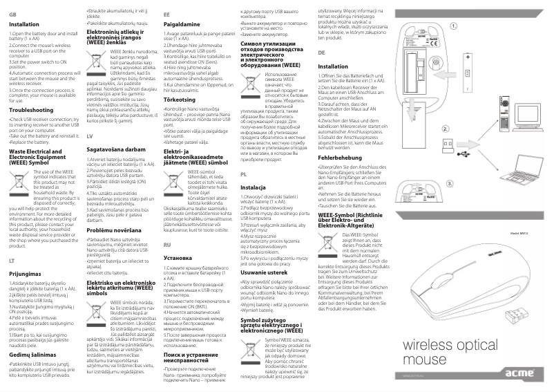 Image de la première page du manuel de l'appareil MW12