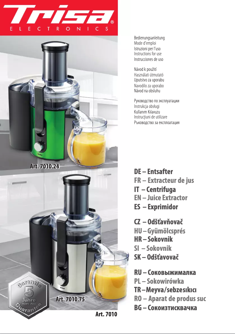 First page image of the manual for Vital Juicer Pro