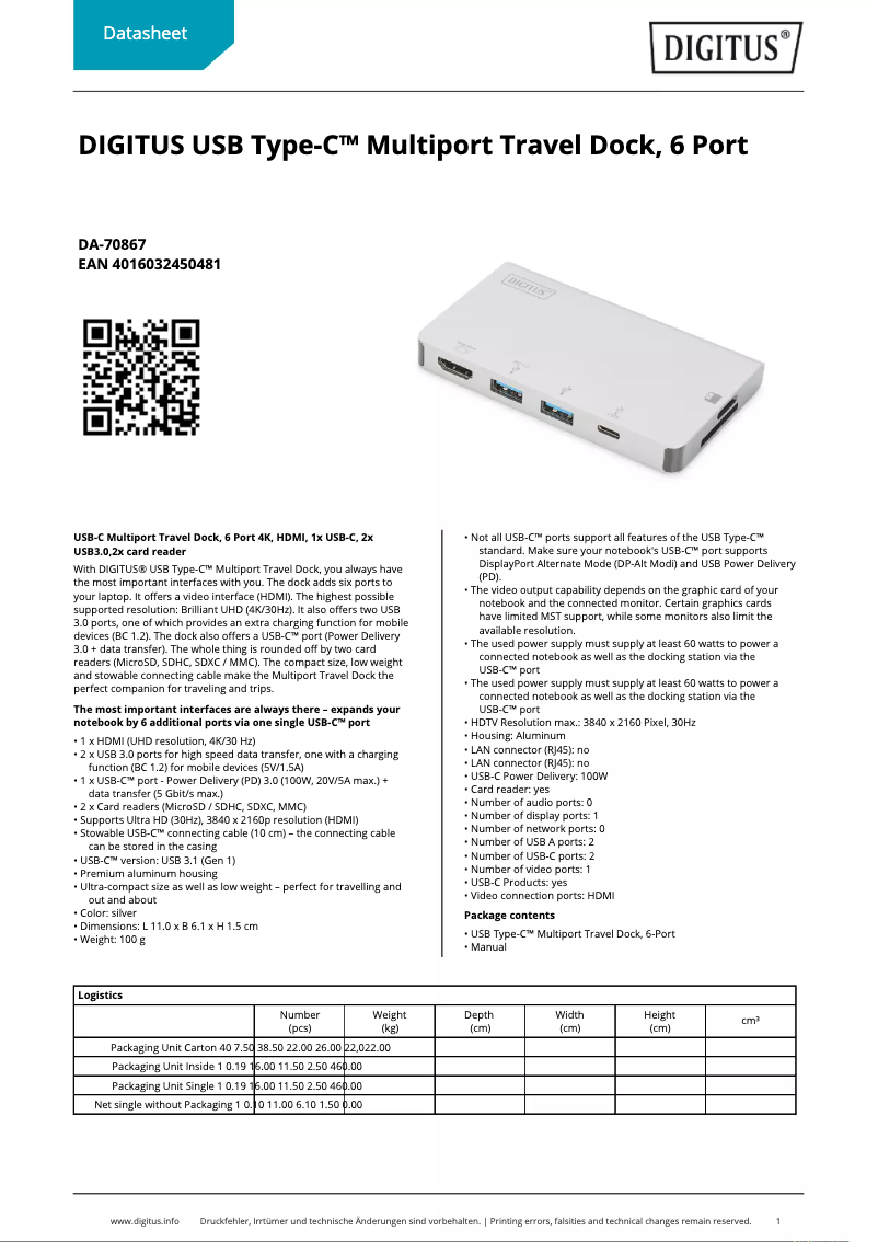 First page image of the manual for DA-70867