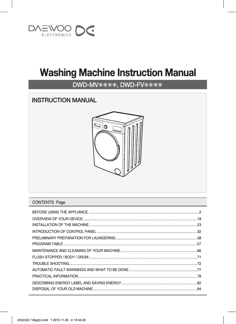 First page image of the manual for DWD-FV2421