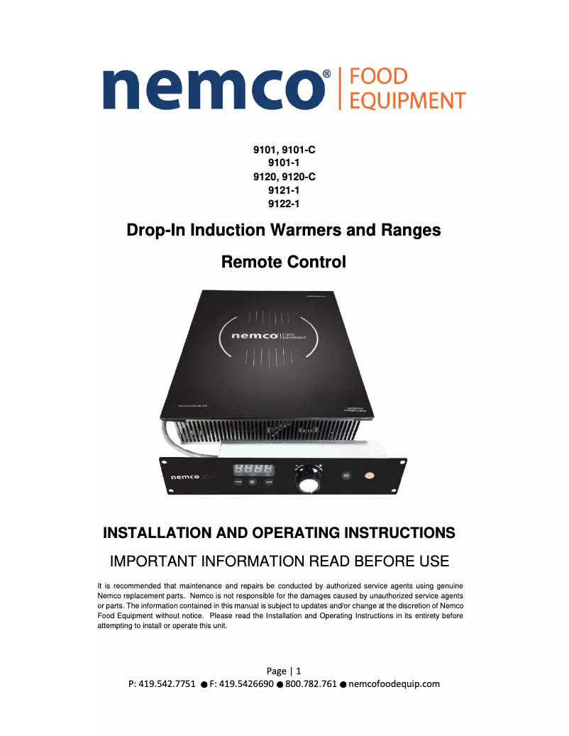 Page 1 of the manual User Manual Nemco 9120A