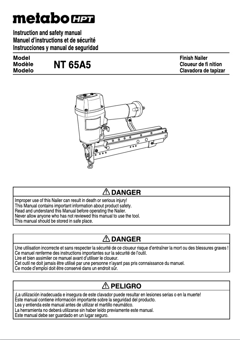 Page 1 of the manual User Manual HiKOKI NT65A5