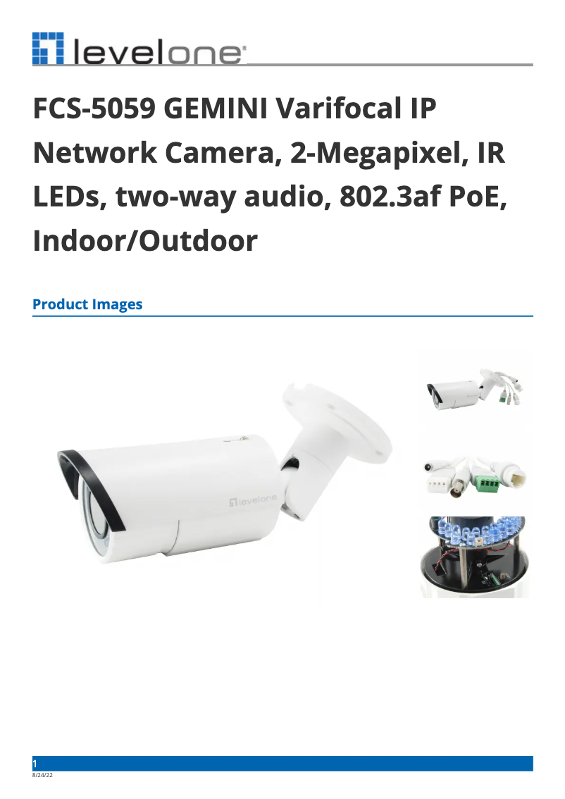 Page 1 of the manual Technical Sheet LevelOne FCS-5059