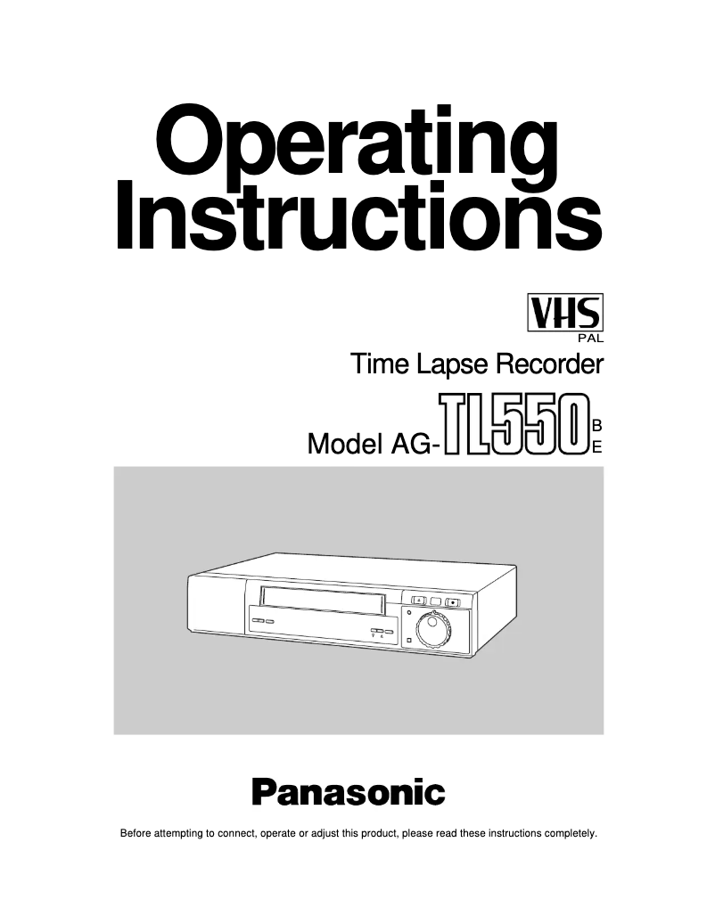 First page image of the manual for AG-TL550