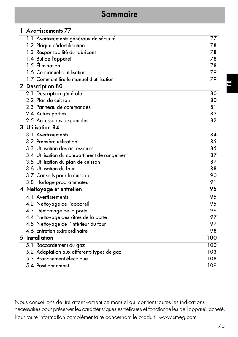 Page 1 of the manual User Manual Smeg TR90BL