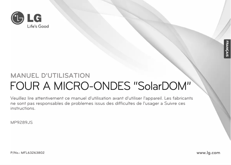 Page 1 of the manual User Manual LG MP9289JS