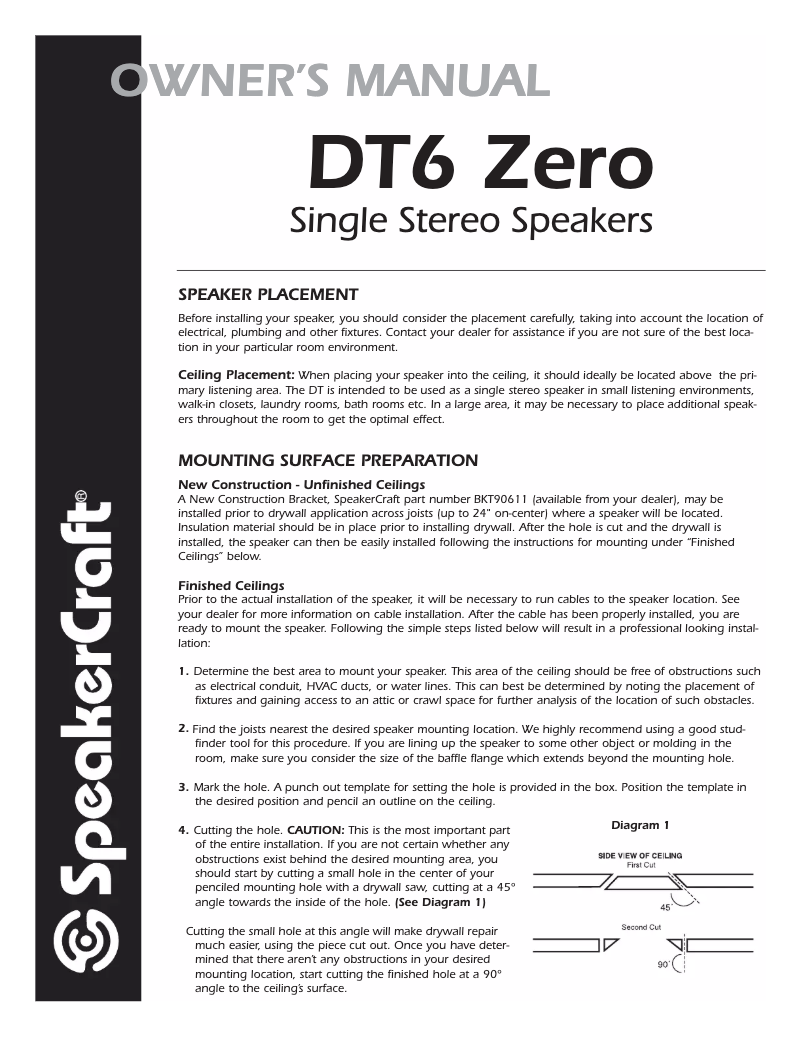 First page image of the manual for DT6 Zero