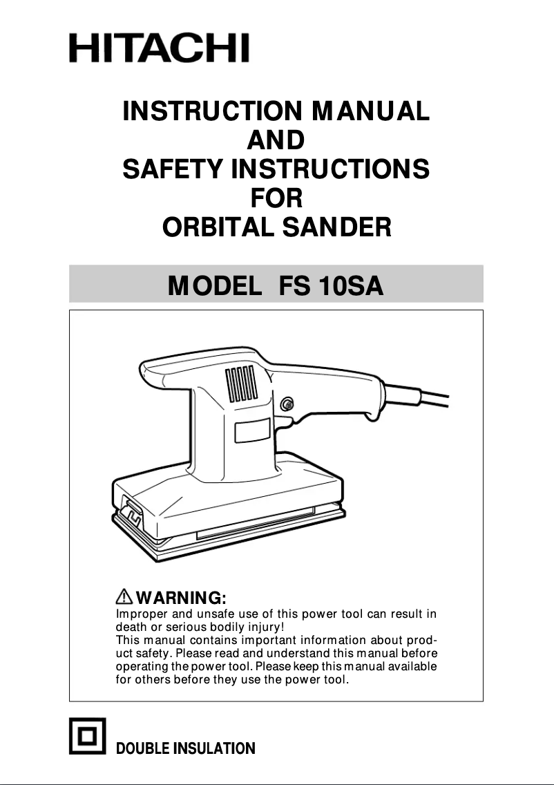 Page 1 of the manual User Manual Hitachi FS 10SA