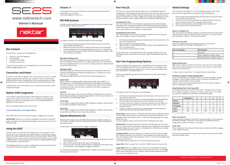 First page image of the manual for SE25