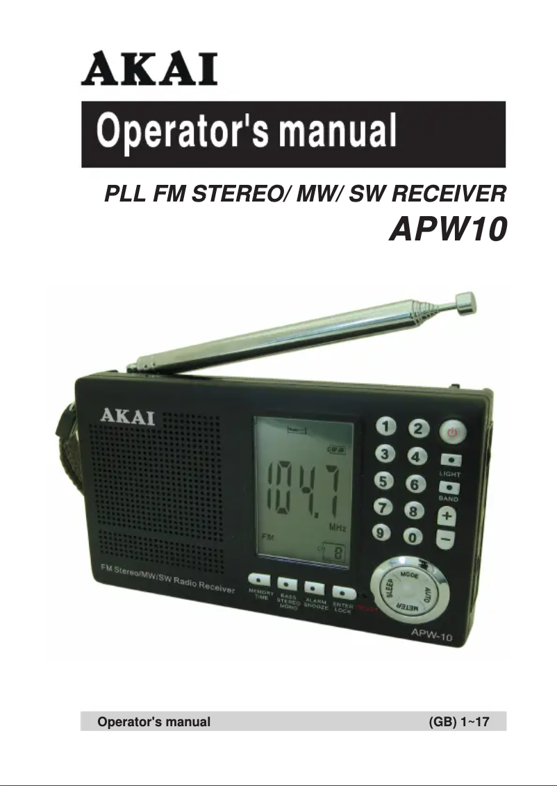 Page 1 of the manual User Manual AKAI APW-10