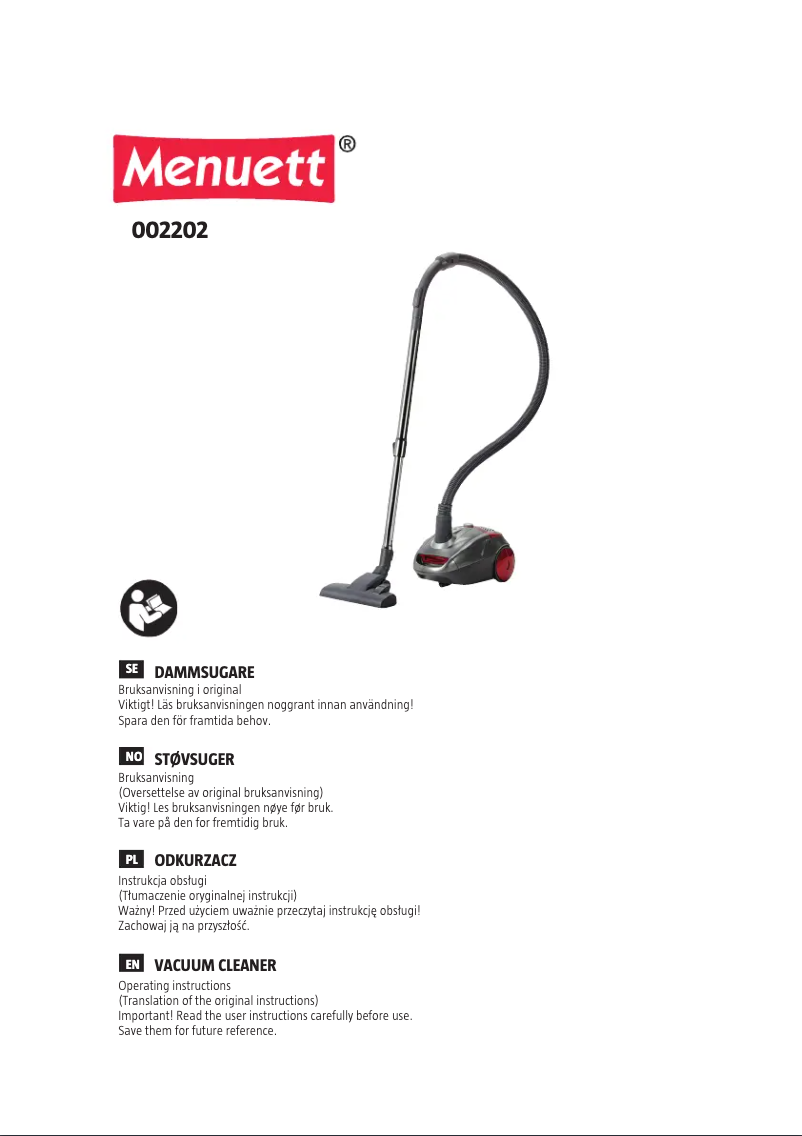 Page 1 of the manual User Manual Menuett 002-202