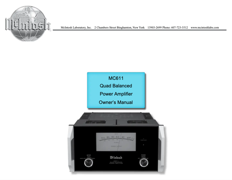 Page 1 of the manual User Manual McIntosh MC611