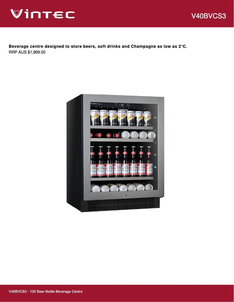 Page 1 of the manual Technical Sheet Vintec V40BVCS3