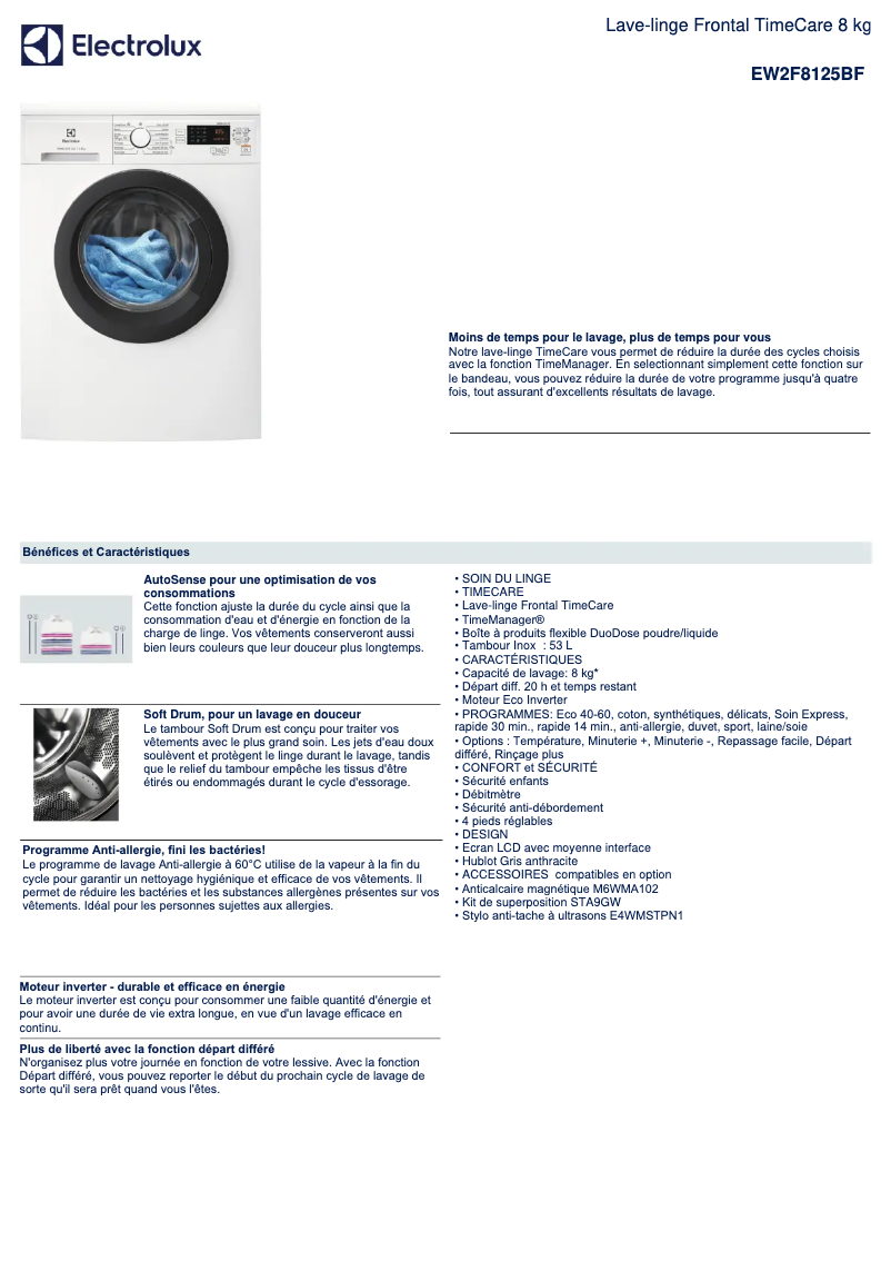 First page image of the manual for EW2F8125BF