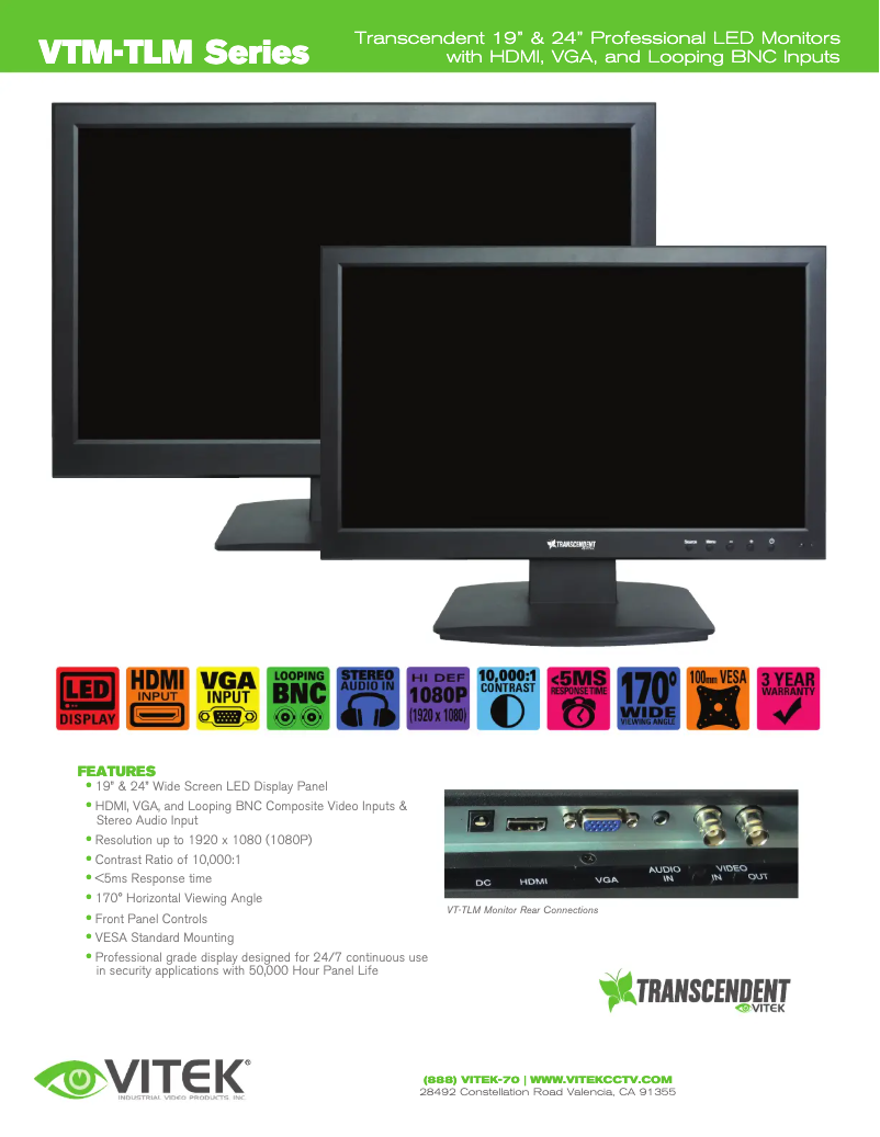 Page 1 of the manual User Manual Vitek VTM-TLM191