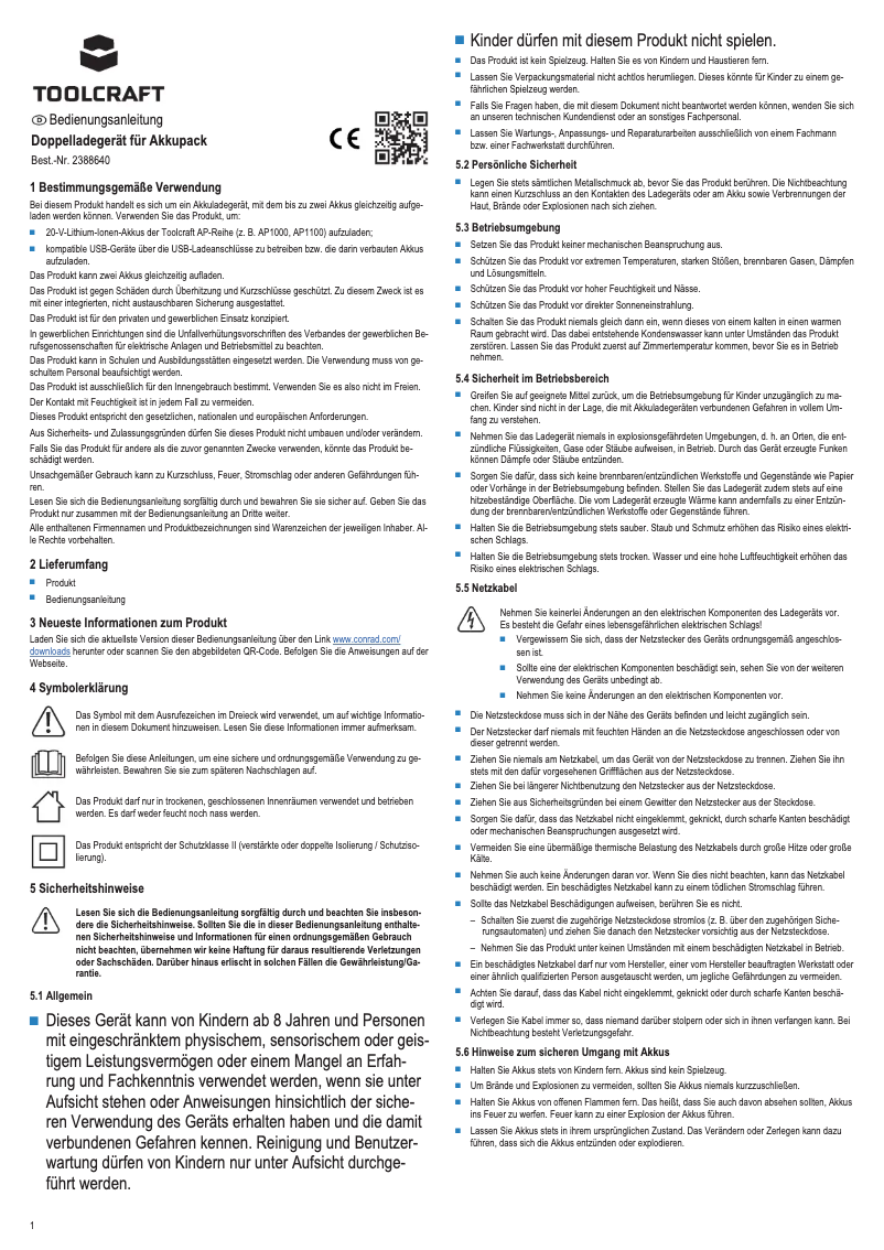 Page 1 of the manual User Manual Toolcraft ALG-1100