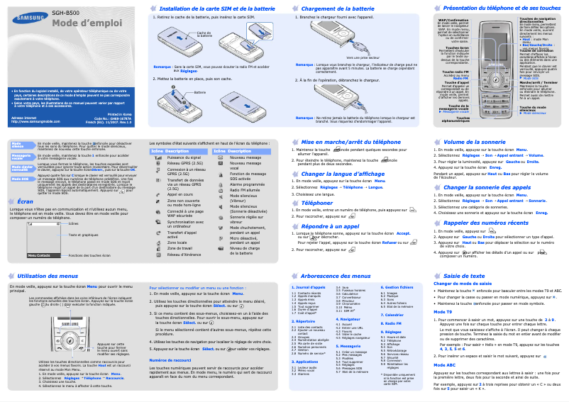 Page 1 of the manual User Manual Samsung SGH-B500