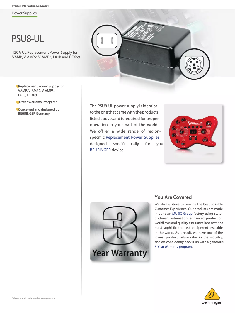 First page image of the manual for PSU8-UL