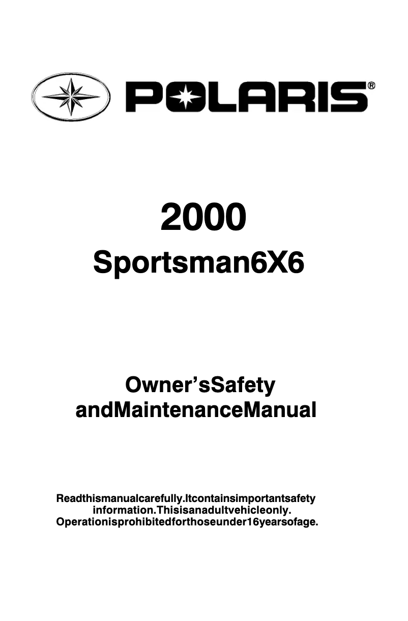 Page 1 of the manual User Manual Polaris Sportsman 6x6 (2000)