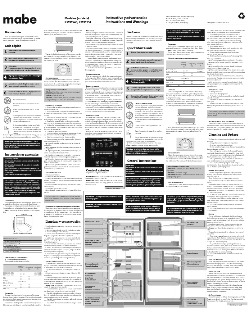 First page image of the manual for RMS510IAMRE0