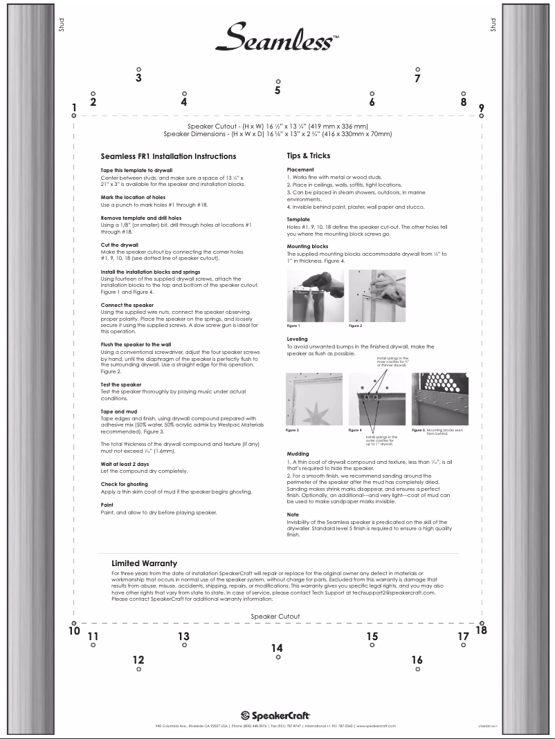 Page 1 of the manual User Manual SpeakerCraft Seamless FR1
