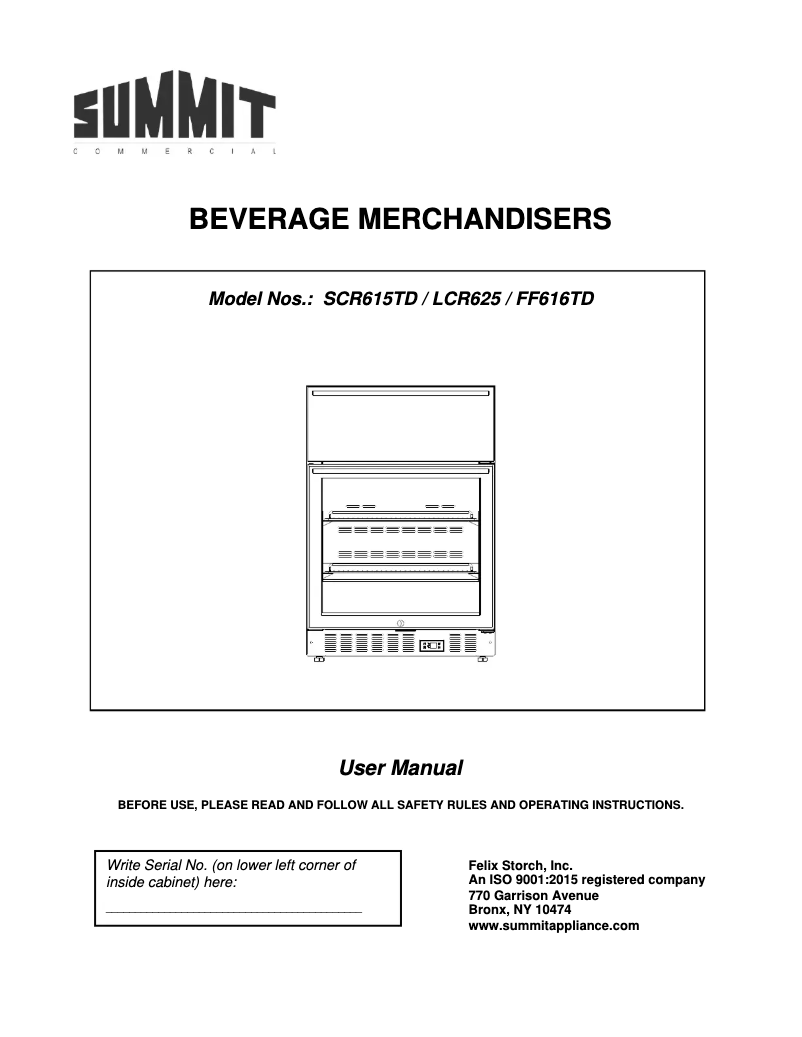 First page image of the manual for SCR615TD