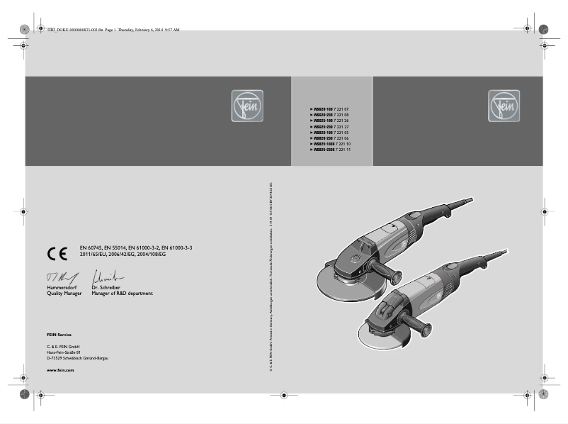 First page image of the manual for WSG 25-230