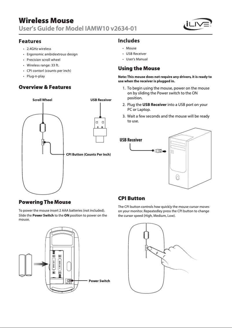 Page 1 of the manual User Manual iLive IAMW10